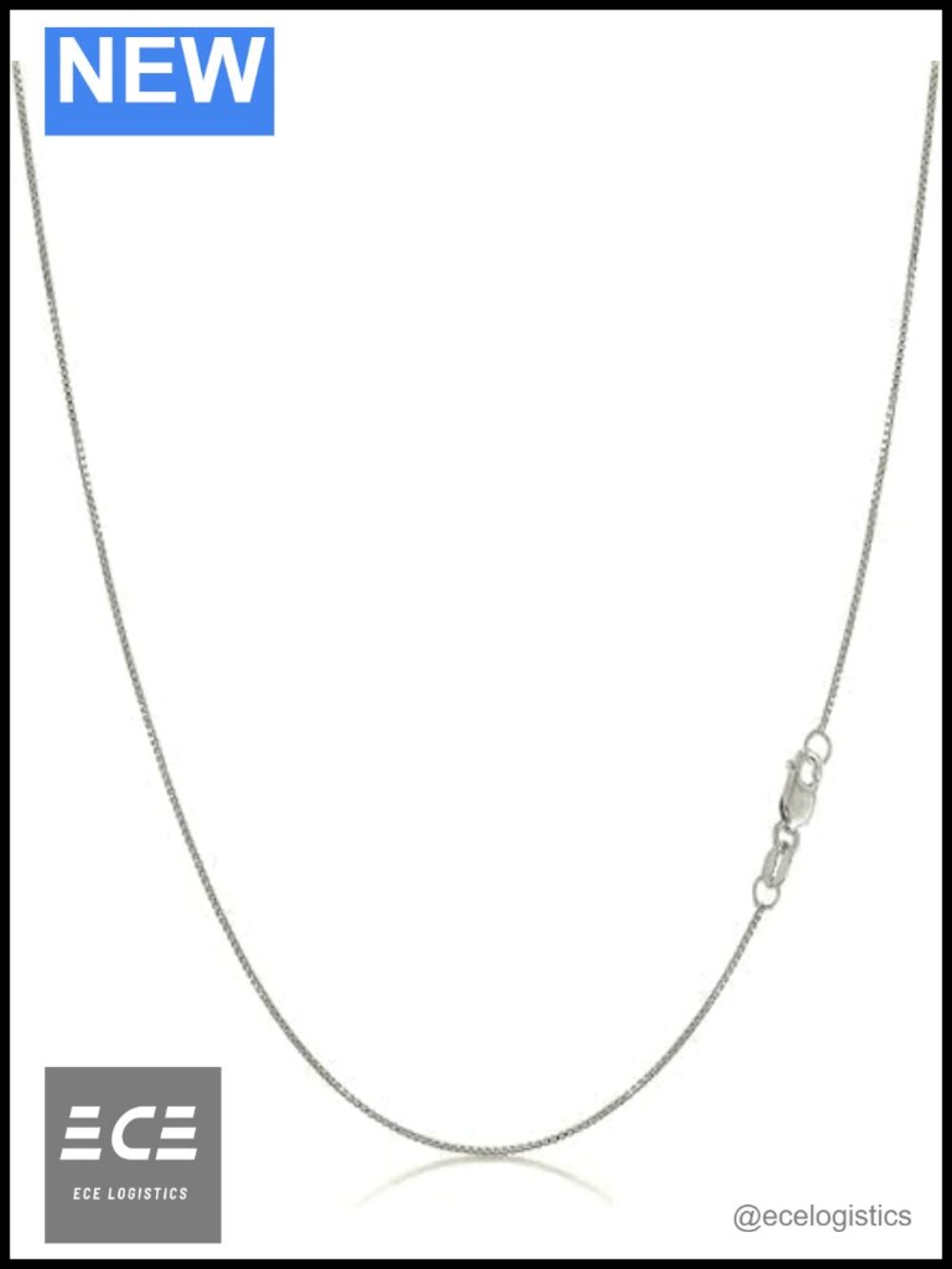 14K Gold Box Link Chain Necklace with Lobster Clasp